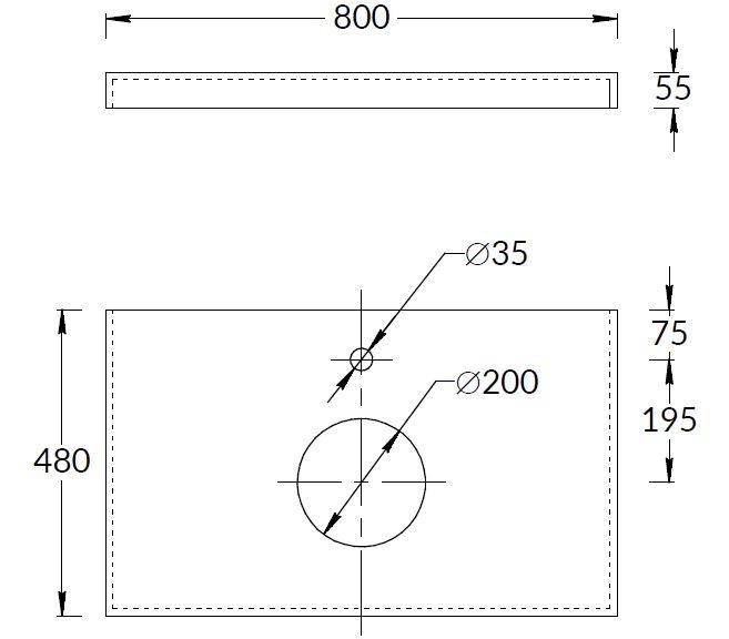 CN80.DD506920R Столешница из керамогранита Про Чементо 80x48, бежевая матовая
