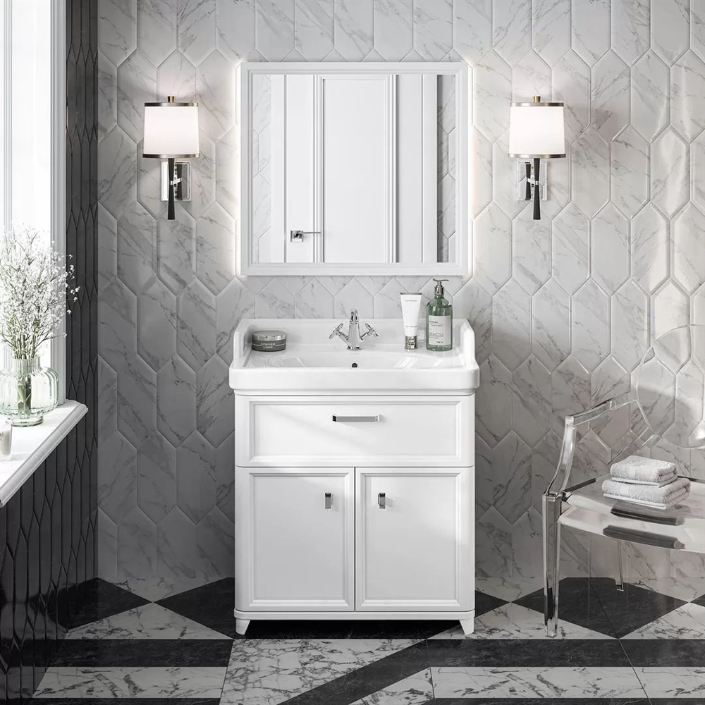PO.M.80.3/WHT Тумба Pompei/Помпеи напольная с 3 ящиками 80, белая глянцевая