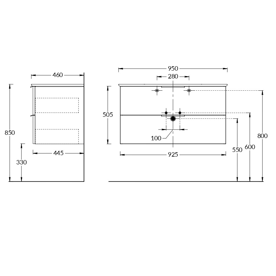 PI.F.95/WHT Тумба Piano Forte/Пиано Форте подвесная 95 см, 2 ящика, белый глянцевый