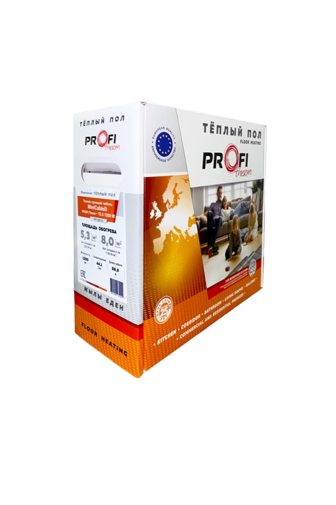 Тонкий греющий кабель PROFI Therm MiniCableD  13.5 (1050Вт, 4,7-7,0м2), арт.PF105013