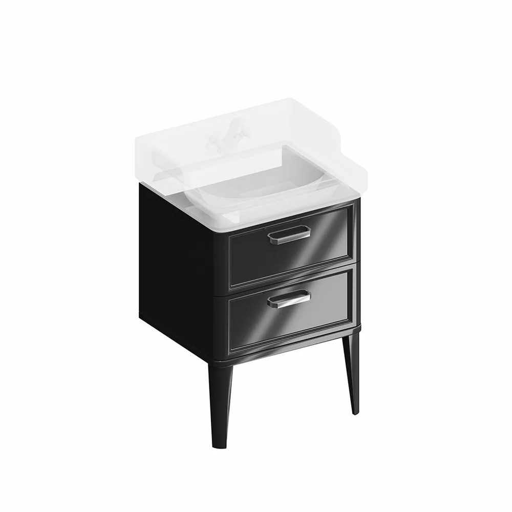 PO.M.60.2/BLK Тумба Pompei/Помпеи напольная с 2 ящиками 60, черная глянцевая