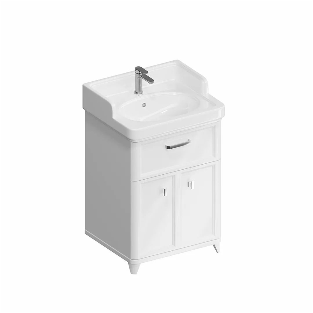 PO.M.60.1/WHT Тумба Pompei/Помпеи напольная с ящиком и дверцами 60, белая глянцевая