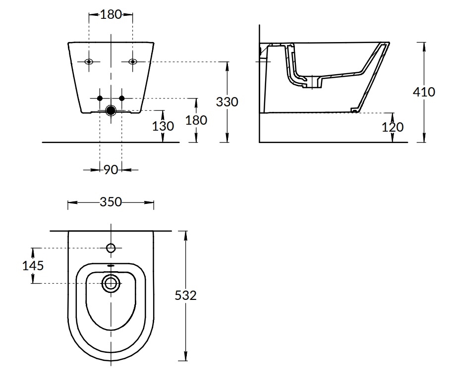 PLM.bidet.02 Биде Plaza Modern/Плаза Модерн подвесное, белый глянцевый