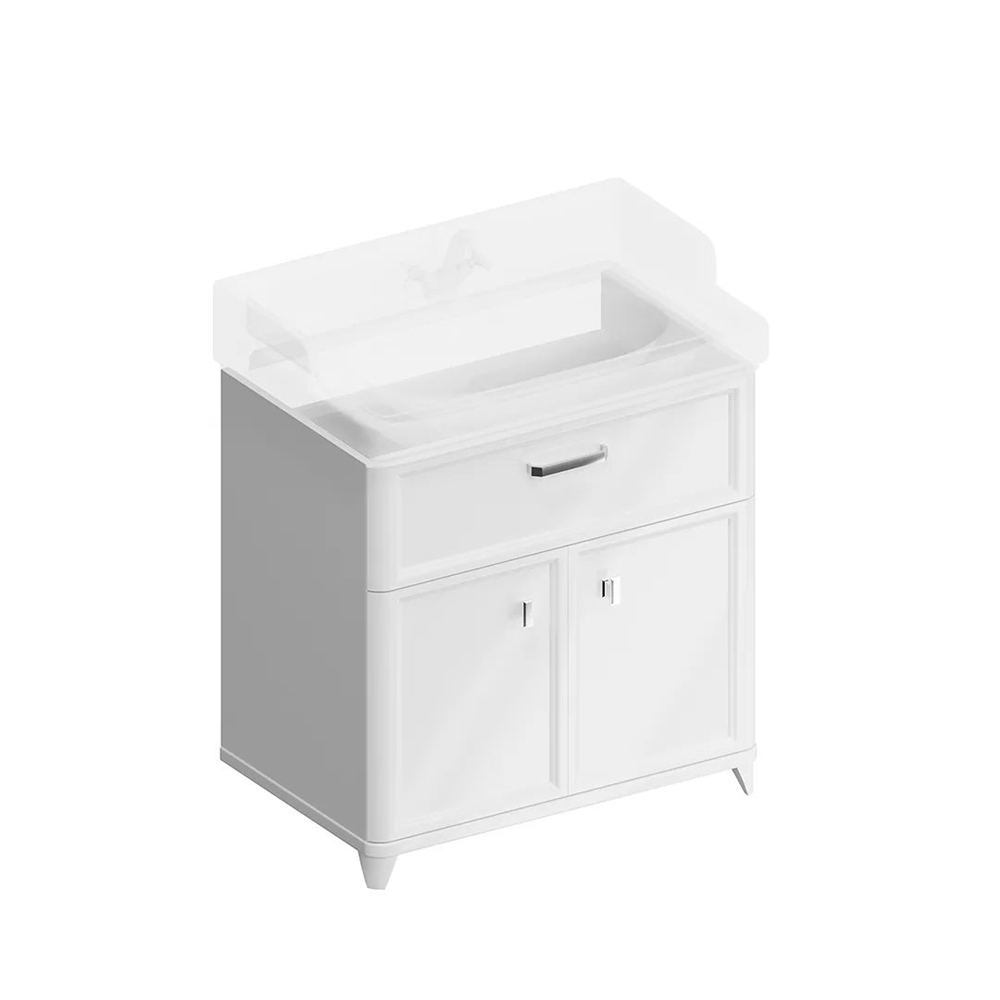 PO.M.80.1/WHT Тумба Pompei/Помпеи напольная с ящиком и дверцами 80, белая глянцевая