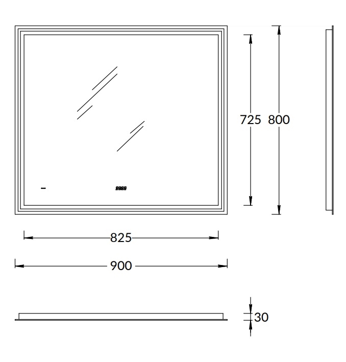 TE.mi.90 Зеркало Tecno/Текно c LED 90 с подсветкой, с функцией антизапотевание, белый глянцевый