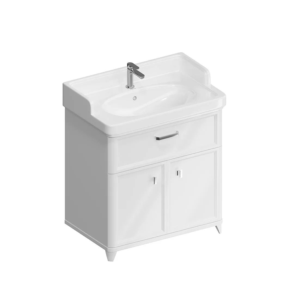 PO.M.80.1/WHT Тумба Pompei/Помпеи напольная с ящиком и дверцами 80, белая глянцевая