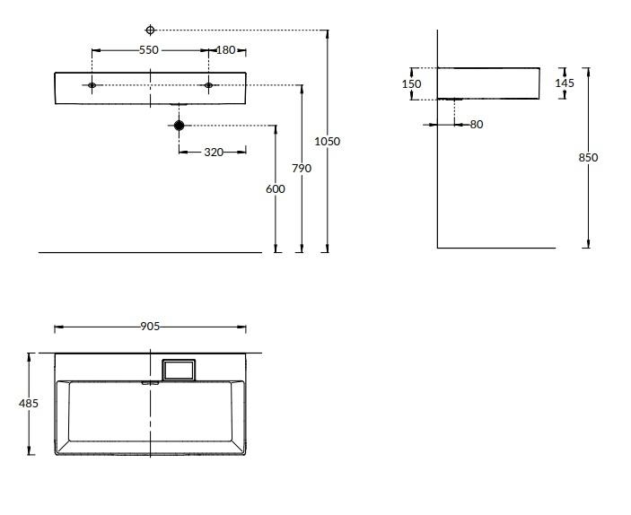 LO.wb.90.0 Раковина Logica/Лоджика мебельная\подвесная без отверстий 90, белая глянцевая