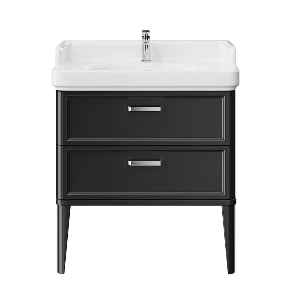 PO.M.80.2/BLK Тумба Pompei/Помпеи напольная с 2 ящиками 80, черная глянцевая