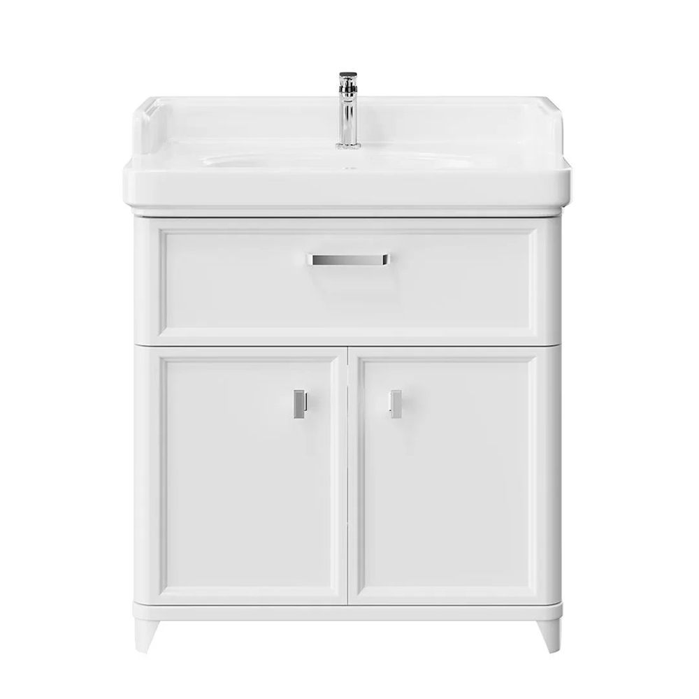 PO.M.80.1/WHT Тумба Pompei/Помпеи напольная с ящиком и дверцами 80, белая глянцевая