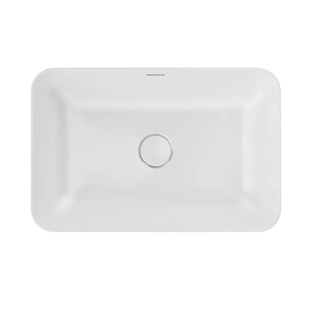 PLR.wb.55q Раковина Plaza/Плаза накладная 55, прямоугольная, белая глянцевая