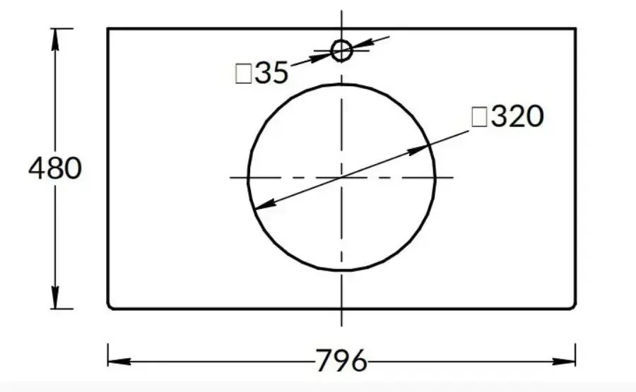 PL5.SG50008220R/80 Столешница из керамогранита для накладных раковин, Монте Тиберио 80 см, белый натуральный