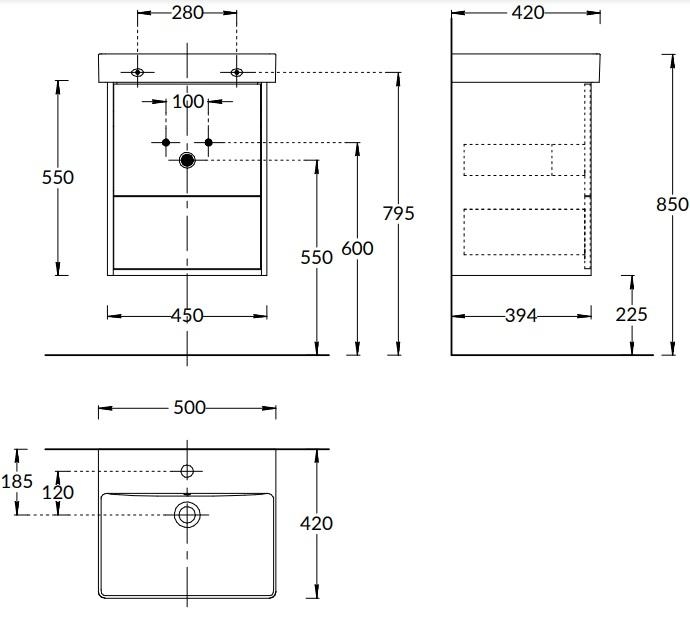 PRO.50.2/OLM Тумба Pro/Про подвесная 2 ящика 50, вяз