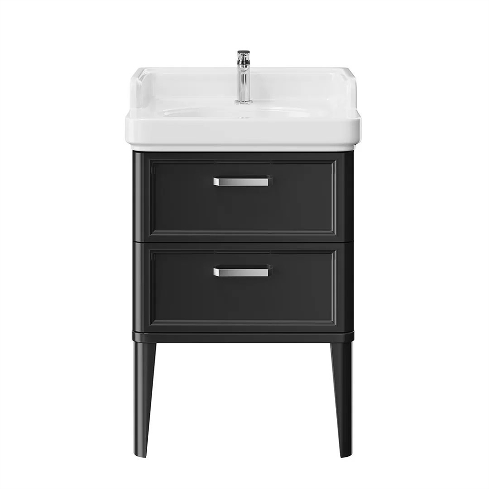 PO.M.60.2/BLK Тумба Pompei/Помпеи напольная с 2 ящиками 60, черная глянцевая