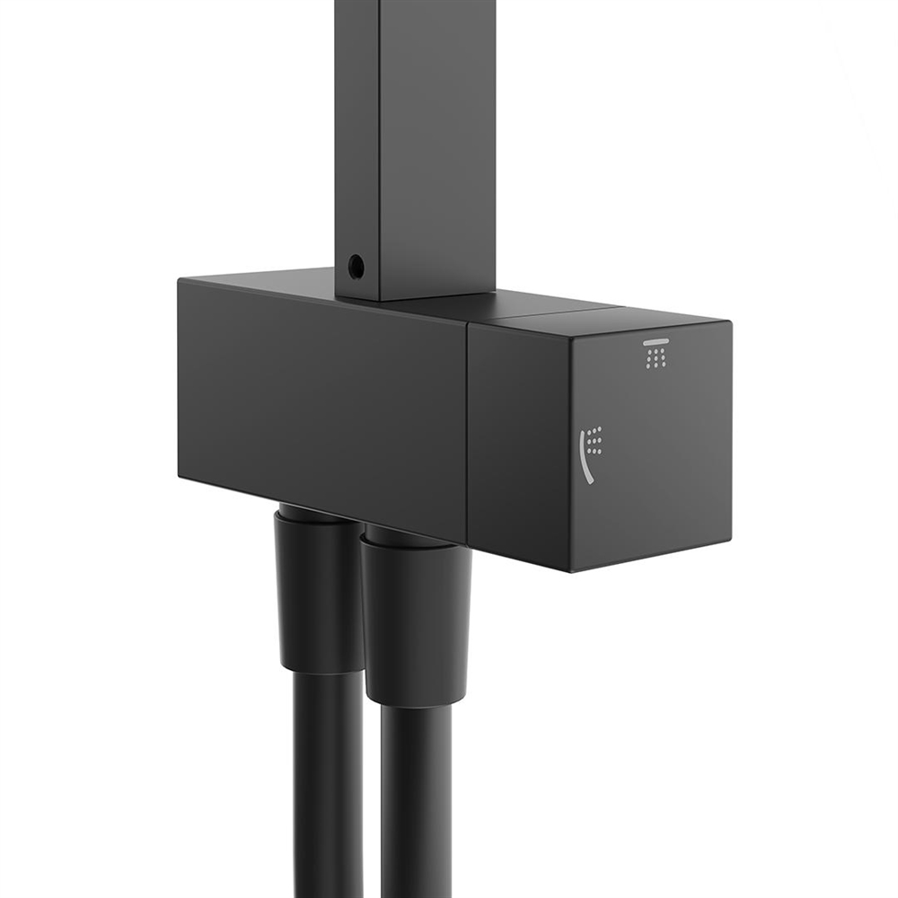 FO.102.KM.BLK.M Душевая колонна квадратная Fonte/Фонте на 2 потока без смесителя, черный матовый