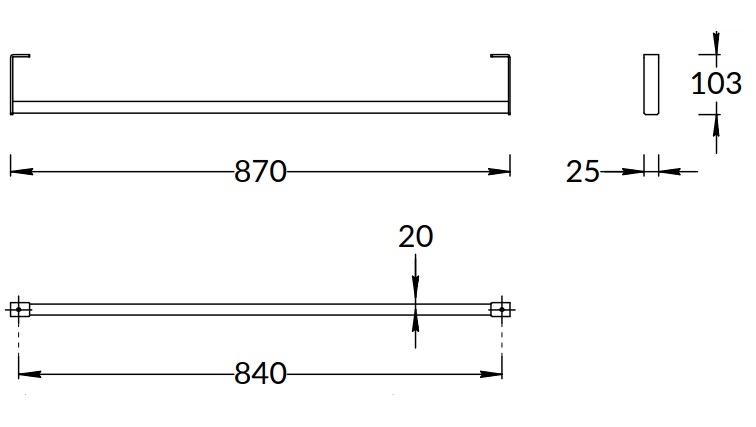 LO.trl.90/BLK.M Держатель для полотенец к раковинам Logica/Лоджика 90 с крепежом, черный матовый