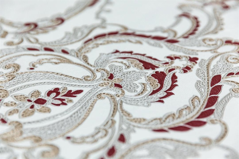 KM7704 Обои виниловые Ориент мотив, белый красный (1, Т A) прямая стыковка