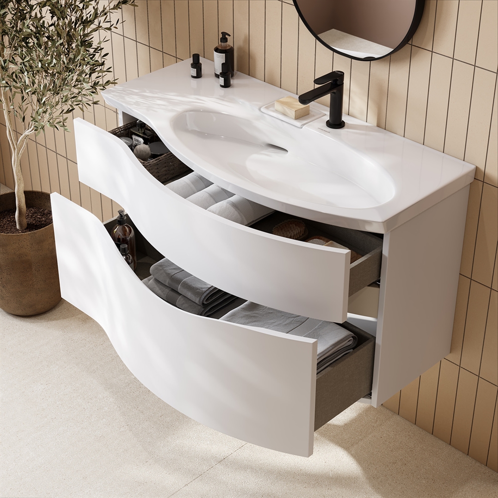 RV.100Rh/WHT.M Тумба Riva/Рива 100 см правая, белая матовая
