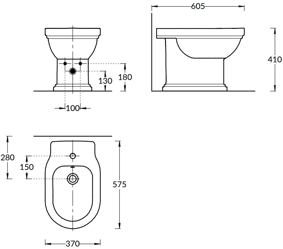PO.bidet.01 Биде Pompei/Помпеи напольное, белый глянцевый