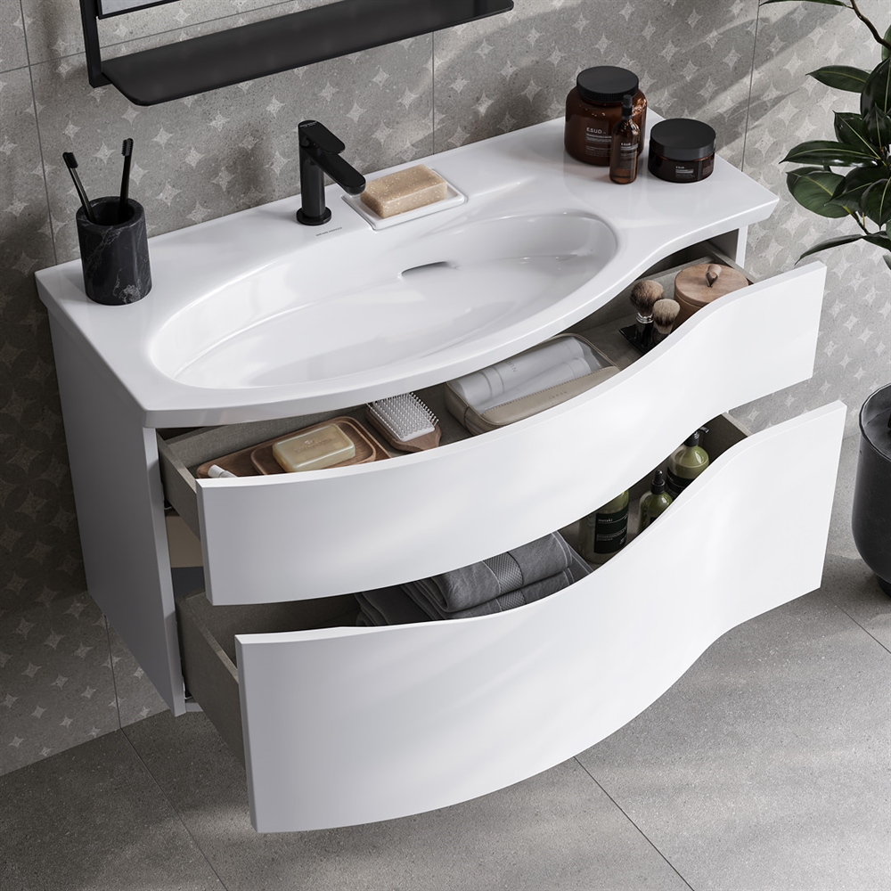 RV.100Lh/WHT.M Тумба Riva/Рива 100 см левая, белая матовая