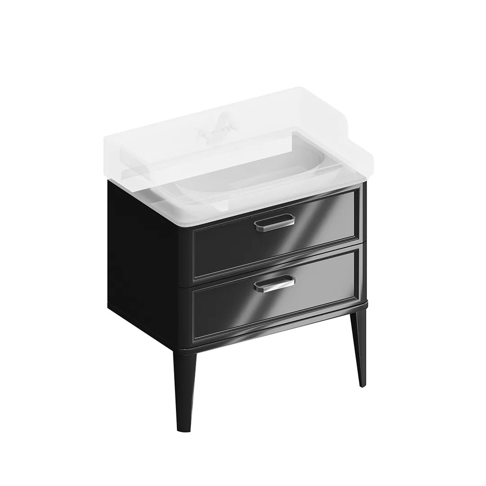 PO.M.80.2/BLK Тумба Pompei/Помпеи напольная с 2 ящиками 80, черная глянцевая